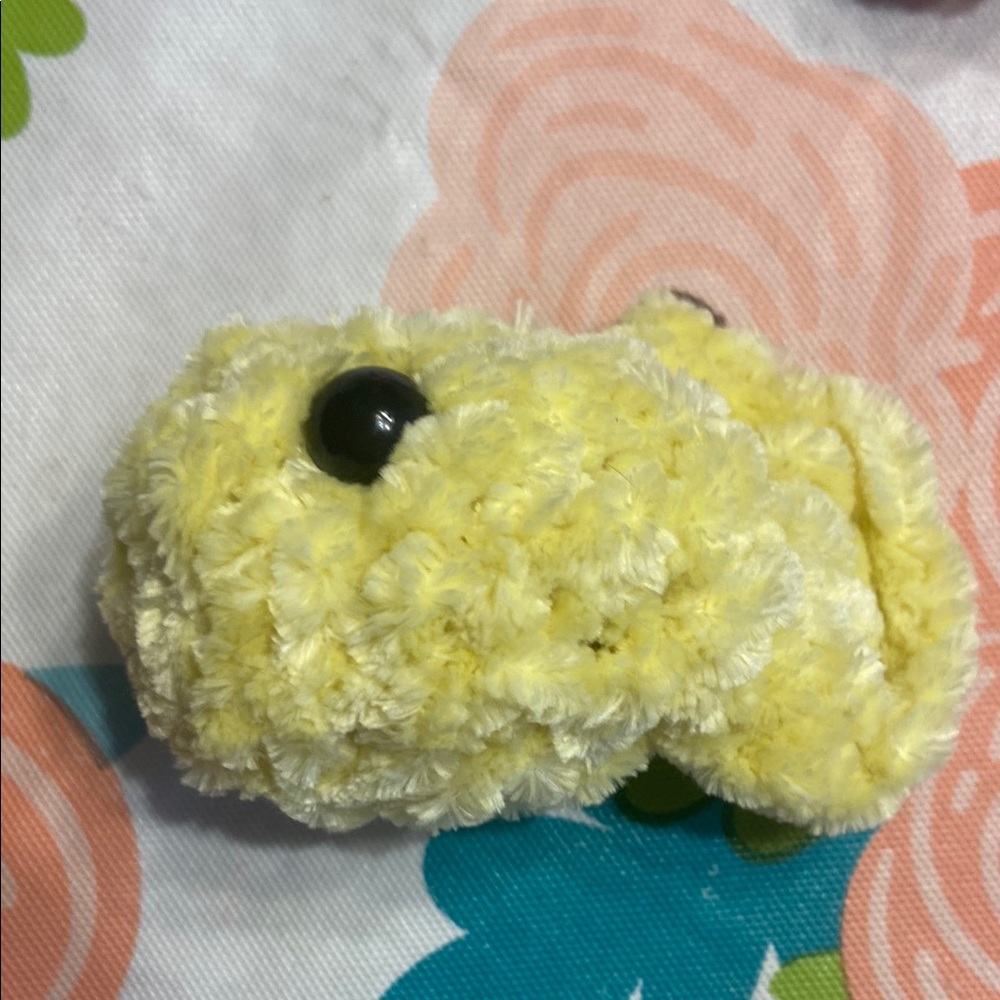 Yellow crochet plush fish